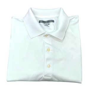 GREG NORMAN WHITE TONAL DIAMOND PATTERN PLAY DRY COLLARED POLO SHIRT